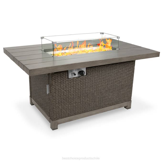 vida al aire libre | Best Choice Products Mesa para brasero de propano de mimbre de 52 pulgadas y 50,000 BTU con tapa de aluminio y cubierta gris08BN1463