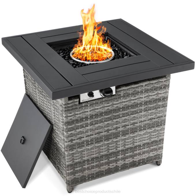 vida al aire libre | Best Choice Products Mesa para fogón de 28 pulgadas, propano de mimbre de 50,000 BTU con tablero de madera sintética y cubierta gris08BN1420