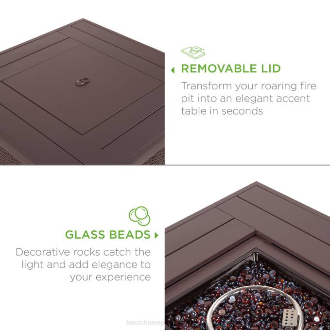 vida al aire libre | Best Choice Products Mesa para fogón de 32 pulgadas, propano de mimbre de 50,000 BTU con protector contra el viento y cubierta marrón08BN1383