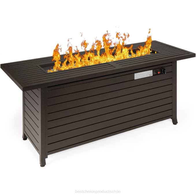 vida al aire libre | Best Choice Products Mesa rectangular para brasero de gas propano de 50,000 btu con almacenamiento y cubierta marron oscuro08BN1459