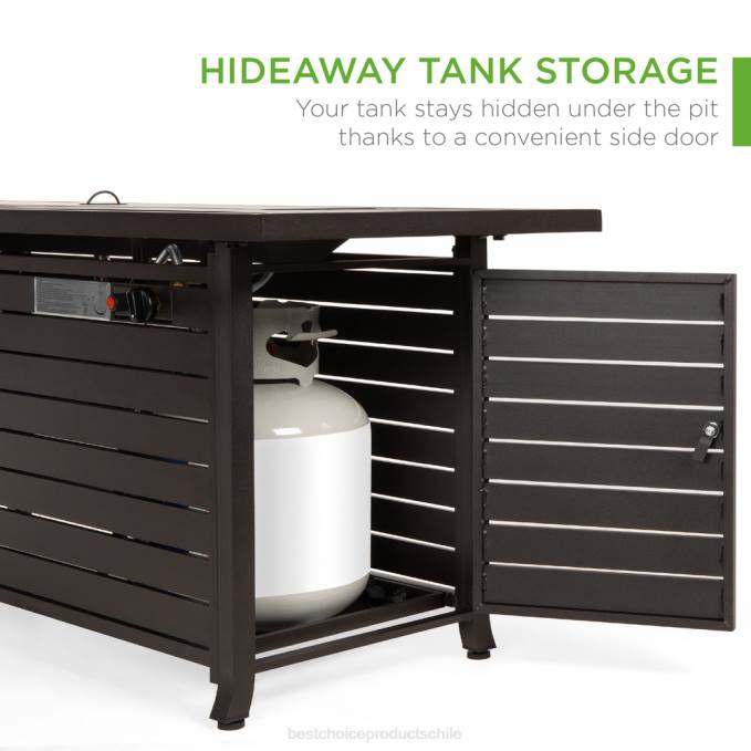 vida al aire libre | Best Choice Products Mesa rectangular para brasero de gas propano de 50,000 btu con almacenamiento y cubierta marron oscuro08BN1459