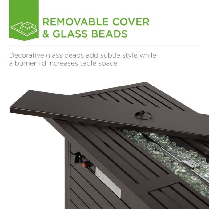 vida al aire libre | Best Choice Products Mesa rectangular para brasero de gas propano de 50,000 btu con almacenamiento y cubierta marron oscuro08BN1459