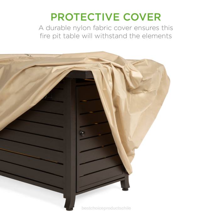 vida al aire libre | Best Choice Products Mesa rectangular para brasero de gas propano de 50,000 btu con almacenamiento y cubierta marron oscuro08BN1459