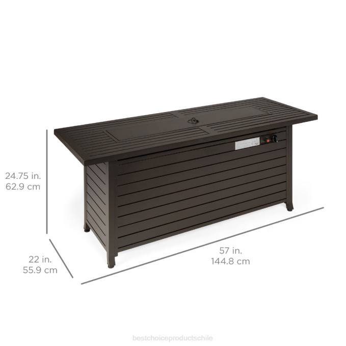 vida al aire libre | Best Choice Products Mesa rectangular para brasero de gas propano de 50,000 btu con almacenamiento y cubierta marron oscuro08BN1459