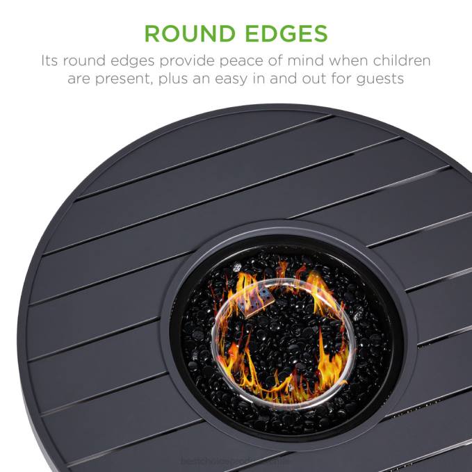 vida al aire libre | Best Choice Products Mesa redonda para fogón, brasero de mimbre para exteriores de 50.000 BTU con cubierta gris08BN1364