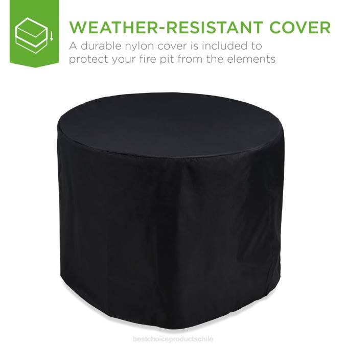 vida al aire libre | Best Choice Products Mesa redonda para fogón, brasero de mimbre para exteriores de 50.000 BTU con cubierta gris08BN1364