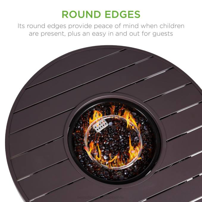 vida al aire libre | Best Choice Products Mesa redonda para fogón, brasero de mimbre para exteriores de 50.000 BTU con cubierta marrón08BN1365