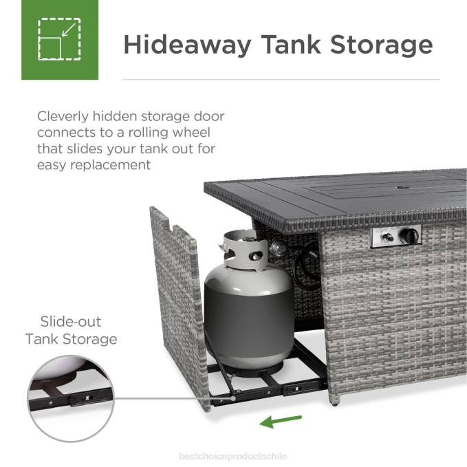 vida al aire libre | Best Choice Products mesa de mimbre para brasero de propano, 50,000 btu con protector contra el viento de vidrio, cubierta gris08BN929