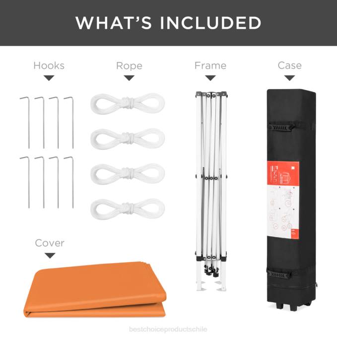 vida al aire libre | Best Choice Products Tienda de campaña con dosel emergente portátil para exteriores con estuche de transporte, 10x10 pies naranja08BN1156