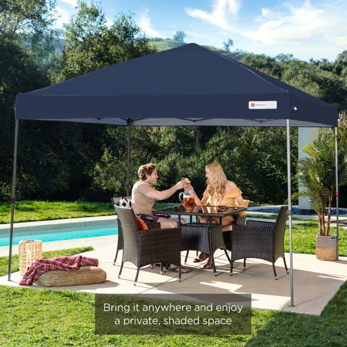 vida al aire libre | Best Choice Products Toldo desplegable instantáneo para una sola persona con bolsa con ruedas azul08BN1052