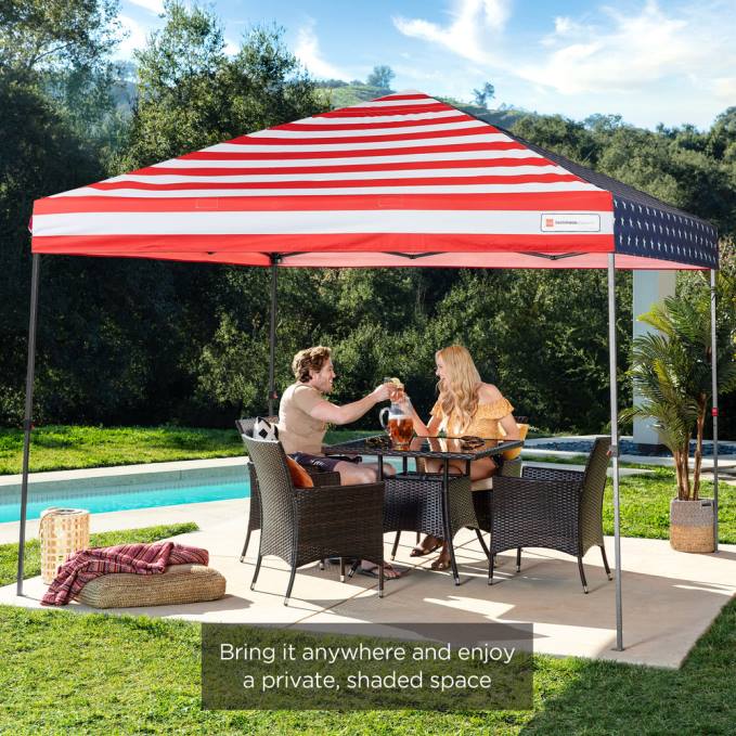 vida al aire libre | Best Choice Products Toldo desplegable instantáneo para una sola persona con bolsa con ruedas bandera estadounidense08BN1059