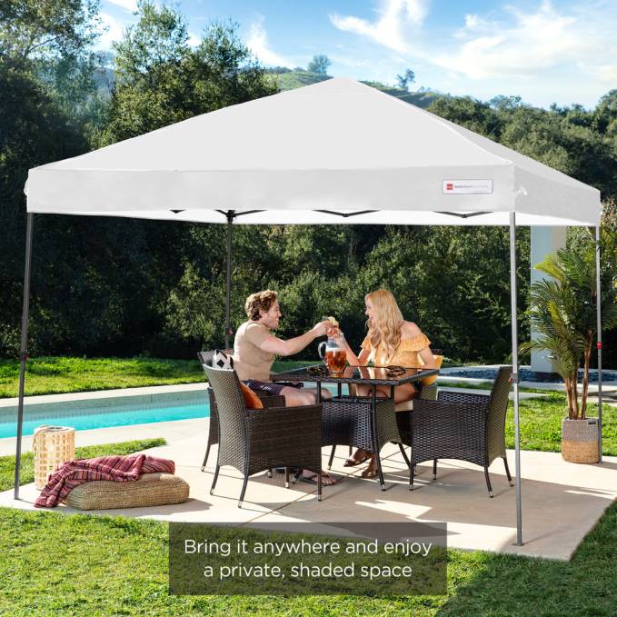 vida al aire libre | Best Choice Products Toldo desplegable instantáneo para una sola persona con bolsa con ruedas blanco08BN1054