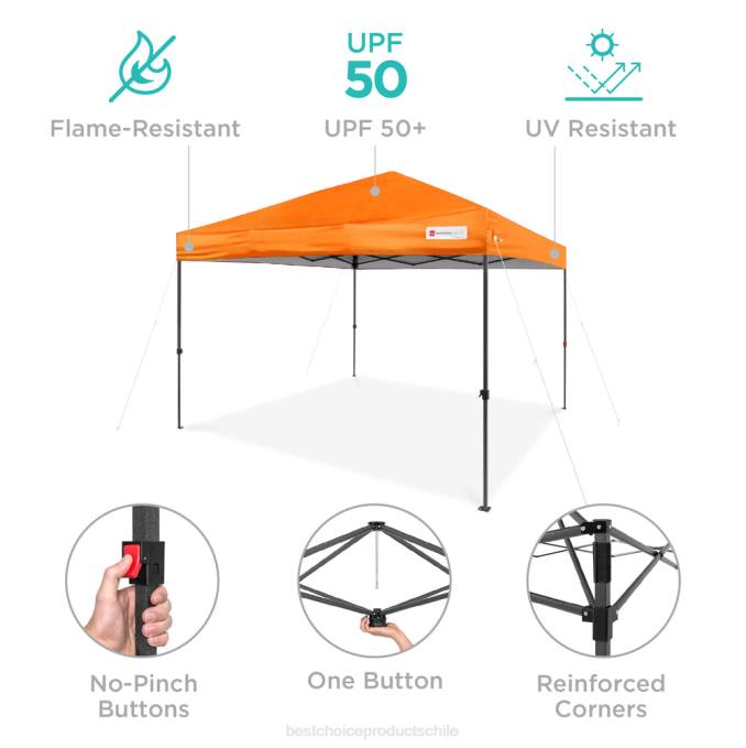 vida al aire libre | Best Choice Products Toldo desplegable instantáneo para una sola persona con bolsa con ruedas naranja08BN1058