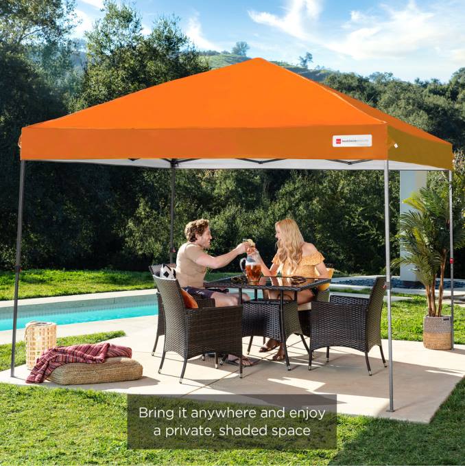 vida al aire libre | Best Choice Products Toldo desplegable instantáneo para una sola persona con bolsa con ruedas naranja08BN1058