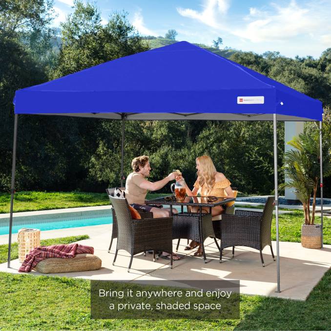 vida al aire libre | Best Choice Products Toldo desplegable instantáneo para una sola persona con bolsa con ruedas recurso azul08BN1060