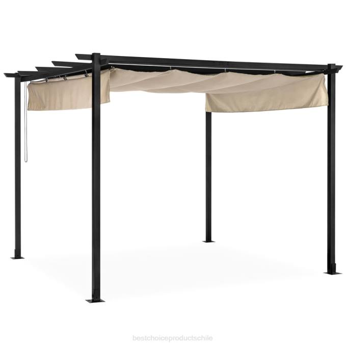 vida al aire libre | Best Choice Products pérgola exterior, refugio para patio con dosel retráctil, estructura de acero negro08BN1444