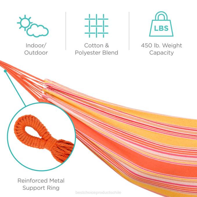 vida al aire libre | Best Choice Products Hamaca doble estilo brasileño para 2 personas con bolsa de transporte portátil atardecer08BN415