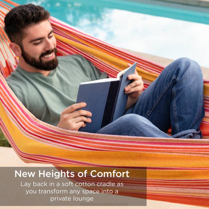 vida al aire libre | Best Choice Products Hamaca doble estilo brasileño para 2 personas con bolsa de transporte portátil atardecer08BN415