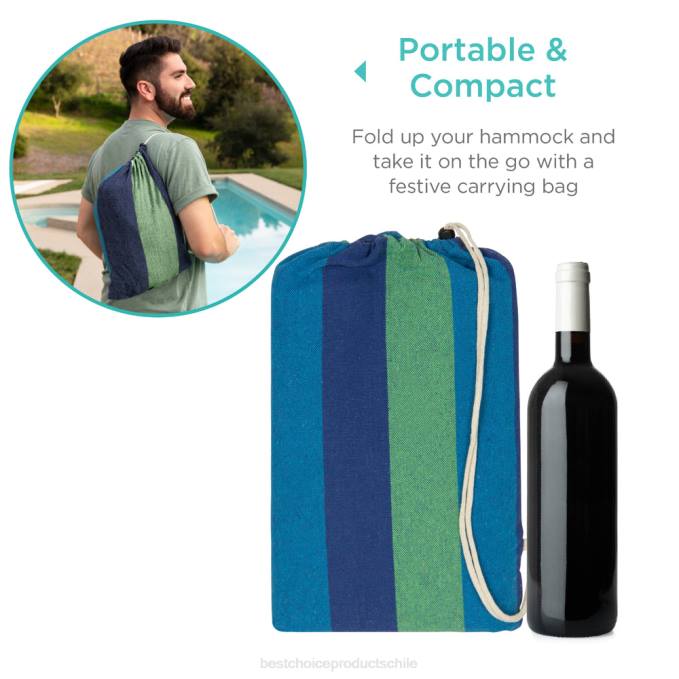 vida al aire libre | Best Choice Products Hamaca doble estilo brasileño para 2 personas con bolsa de transporte portátil azul08BN416