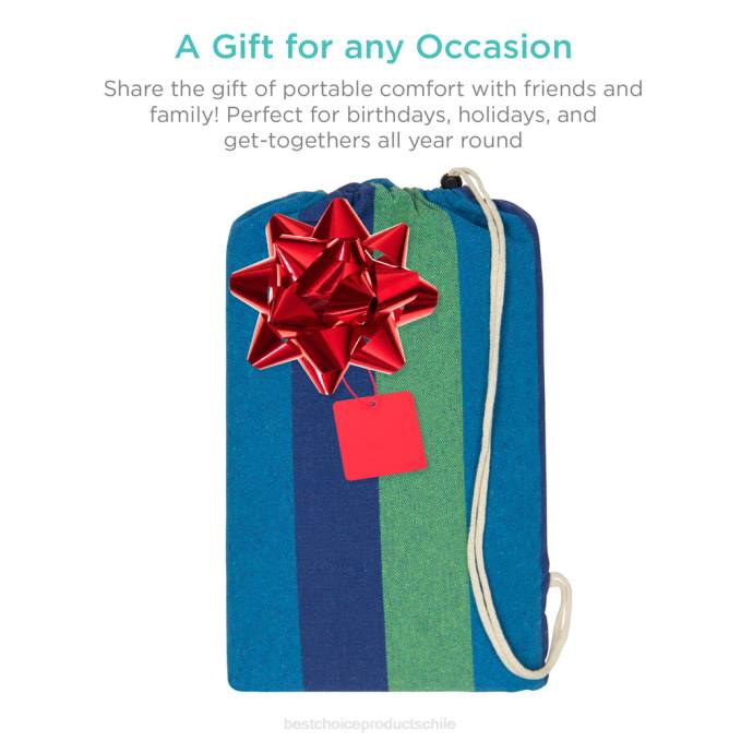 vida al aire libre | Best Choice Products Hamaca doble estilo brasileño para 2 personas con bolsa de transporte portátil azul08BN416