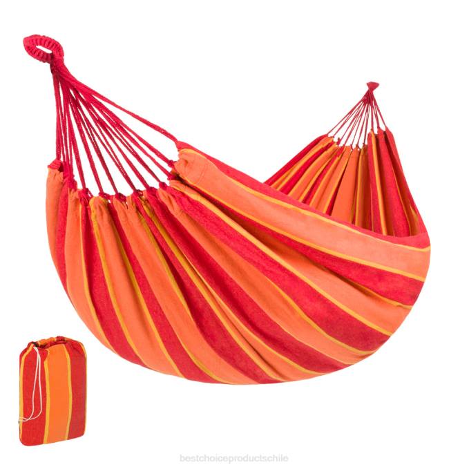 vida al aire libre | Best Choice Products Hamaca doble estilo brasileño para 2 personas con bolsa de transporte portátil naranja08BN417