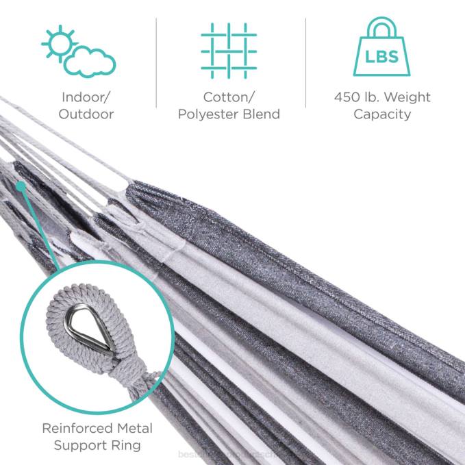 vida al aire libre | Best Choice Products Hamaca doble estilo brasileño para 2 personas con bolsa de transporte y soporte de acero acero08BN874