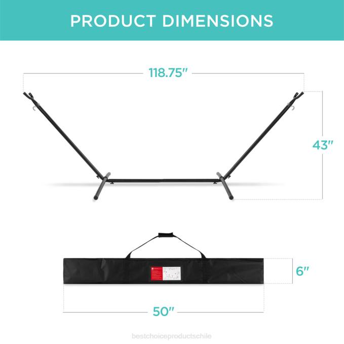 vida al aire libre | Best Choice Products Hamaca doble estilo brasileño para 2 personas con bolsa de transporte y soporte de acero acero08BN874
