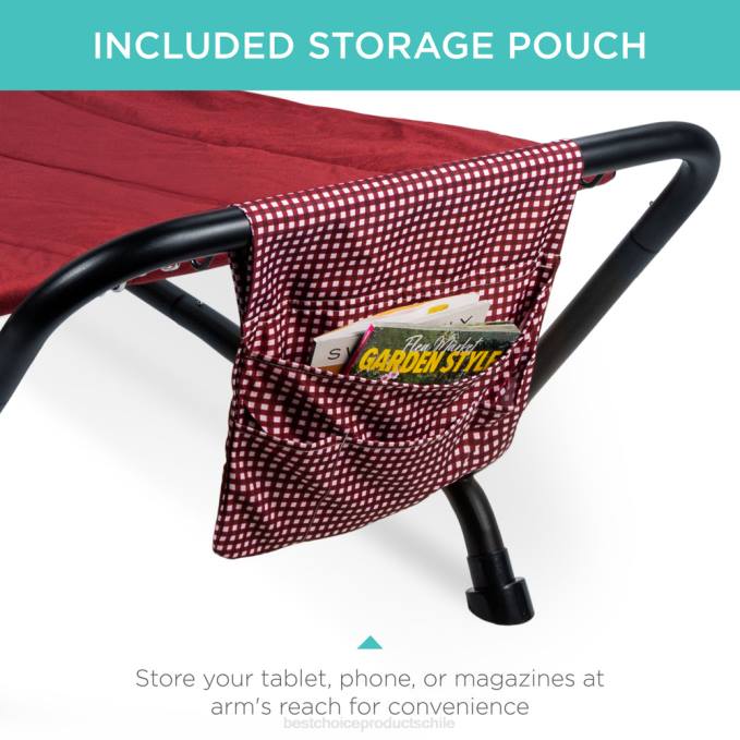 vida al aire libre | Best Choice Products hamaca para patio exterior, jardín con soporte, almohada, bolsillos de almacenamiento rojo08BN925