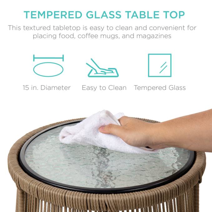 vida al aire libre | Best Choice Products Conjunto de sofá seccional tejido con cuerda en forma de L con tumbona desmontable y mesa blanco08BN402