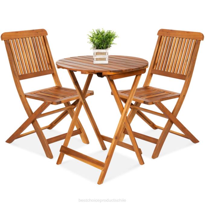 vida al aire libre | Best Choice Products Juego de bistró de madera de acacia de 3 piezas con mesa plegable y 2 sillas. marrón08BN421