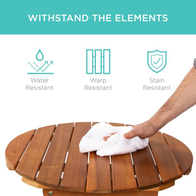 vida al aire libre | Best Choice Products Juego de bistró de madera de acacia de 3 piezas con mesa plegable y 2 sillas. marrón08BN421