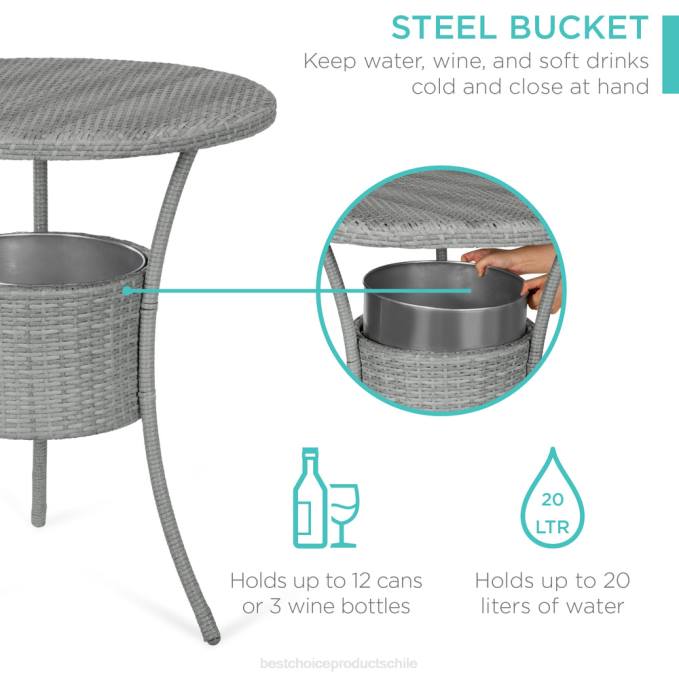 vida al aire libre | Best Choice Products Juego de bistró de mimbre para exteriores de 5 piezas para patio y porche con cubitera para hielo marrón08BN945