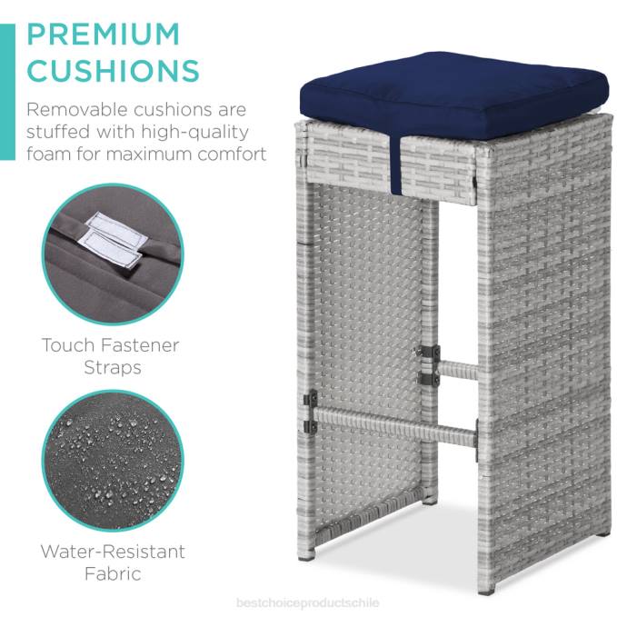 vida al aire libre | Best Choice Products Juego de comedor de patio con barra de mimbre de 7 piezas con mesa de vidrio y 6 taburetes Armada08BN1393