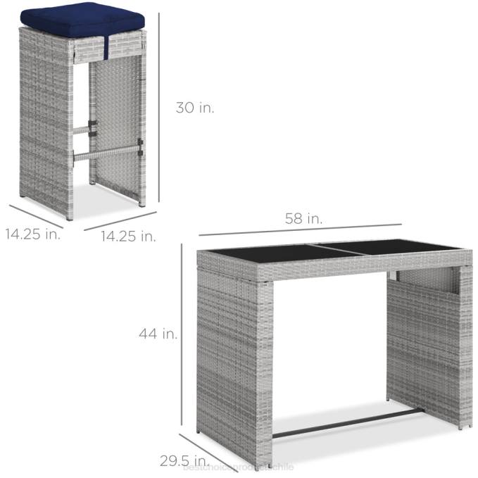 vida al aire libre | Best Choice Products Juego de comedor de patio con barra de mimbre de 7 piezas con mesa de vidrio y 6 taburetes Armada08BN1393