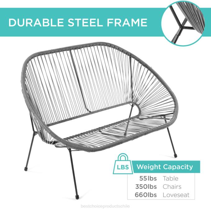 vida al aire libre | Best Choice Products Juego de conversación Acapulco de 4 piezas para todo clima con mesa y sofá de dos plazas gris08BN912