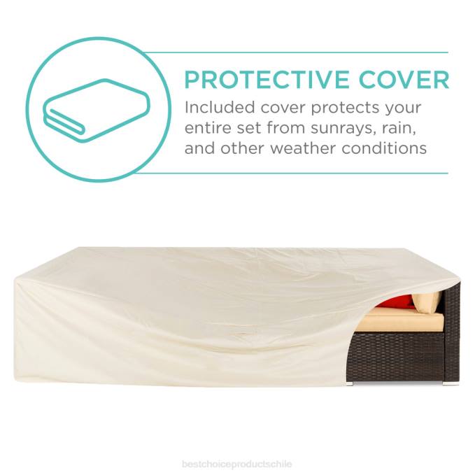 vida al aire libre | Best Choice Products Juego de conversación seccional modular de mimbre de 7 piezas con 2 almohadas y funda marrón/bronceado08BN1307