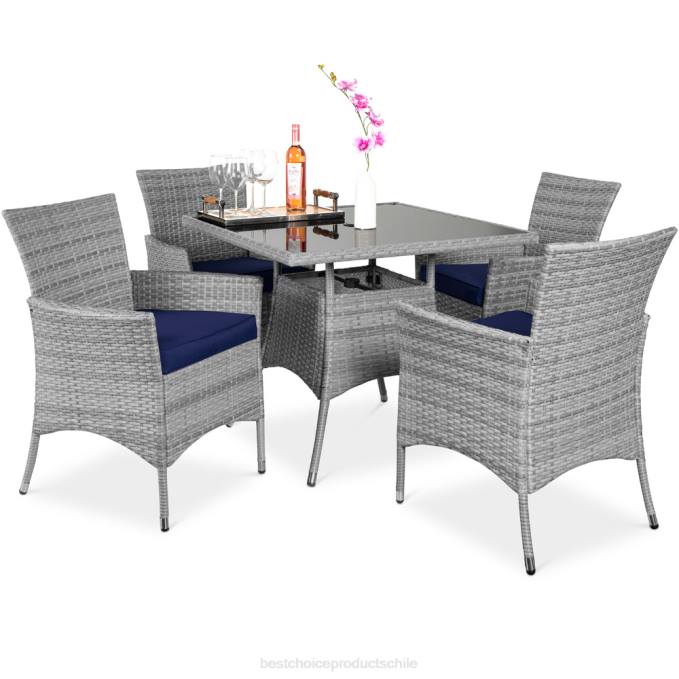 vida al aire libre | Best Choice Products Juego de mesa de comedor de mimbre para patio de 5 piezas con 4 sillas Armada08BN407