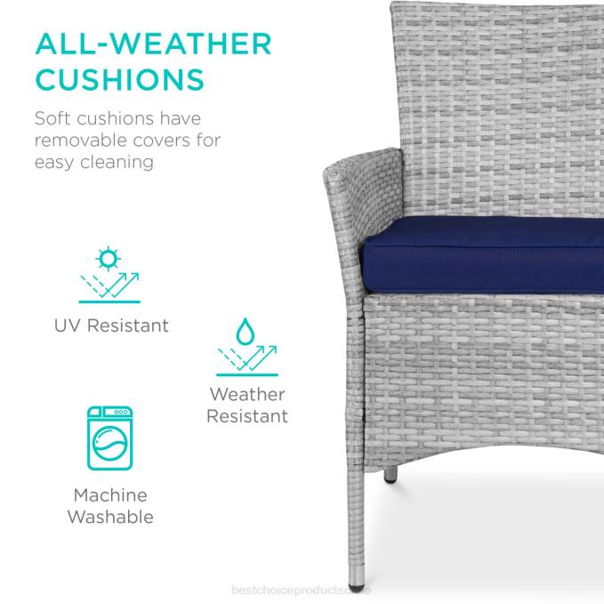 vida al aire libre | Best Choice Products Juego de mesa de comedor de mimbre para patio de 5 piezas con 4 sillas Armada08BN407