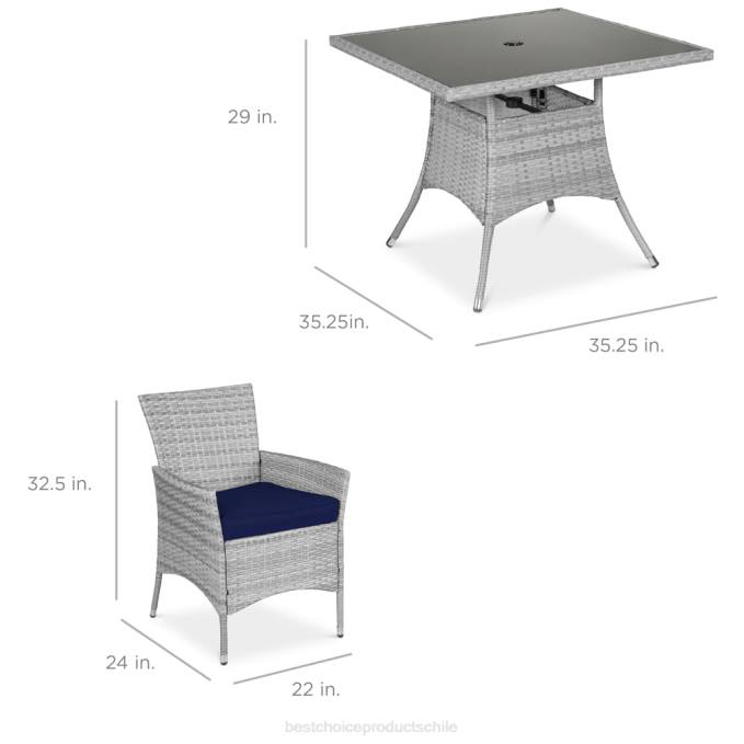 vida al aire libre | Best Choice Products Juego de mesa de comedor de mimbre para patio de 5 piezas con 4 sillas Armada08BN407