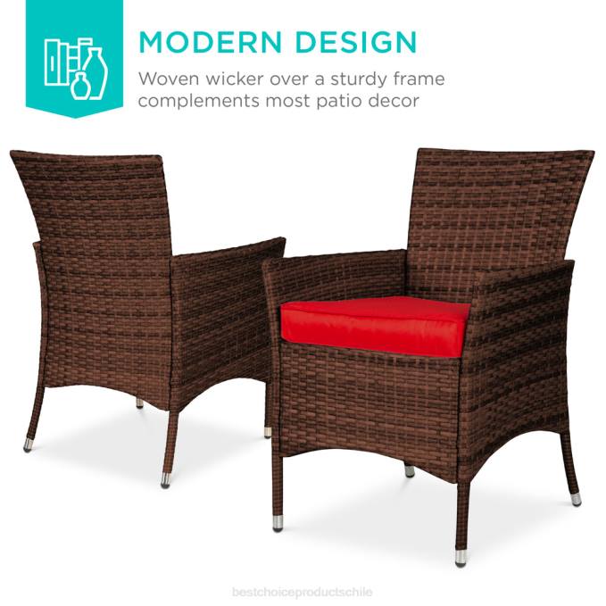 vida al aire libre | Best Choice Products Juego de mesa de comedor de mimbre para patio de 5 piezas con 4 sillas rojo08BN409