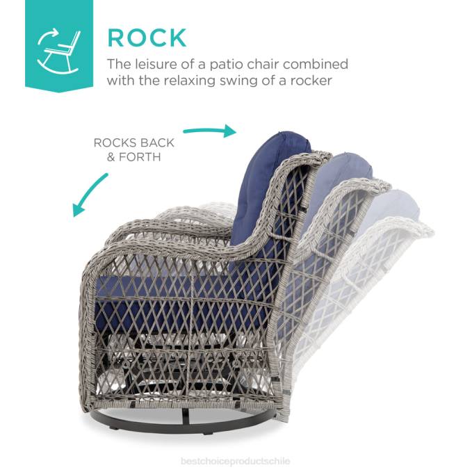 vida al aire libre | Best Choice Products Juego de muebles de bistró de mimbre para patio de 3 piezas con 2 mecedoras giratorias y mesa Armada08BN1407