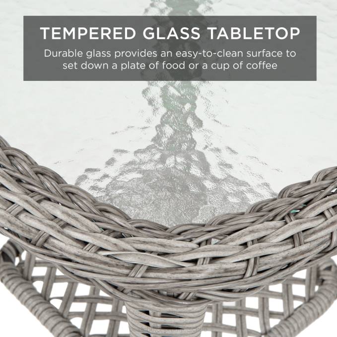 vida al aire libre | Best Choice Products Juego de muebles de bistró de mimbre para patio de 3 piezas con 2 mecedoras giratorias y mesa Armada08BN1407