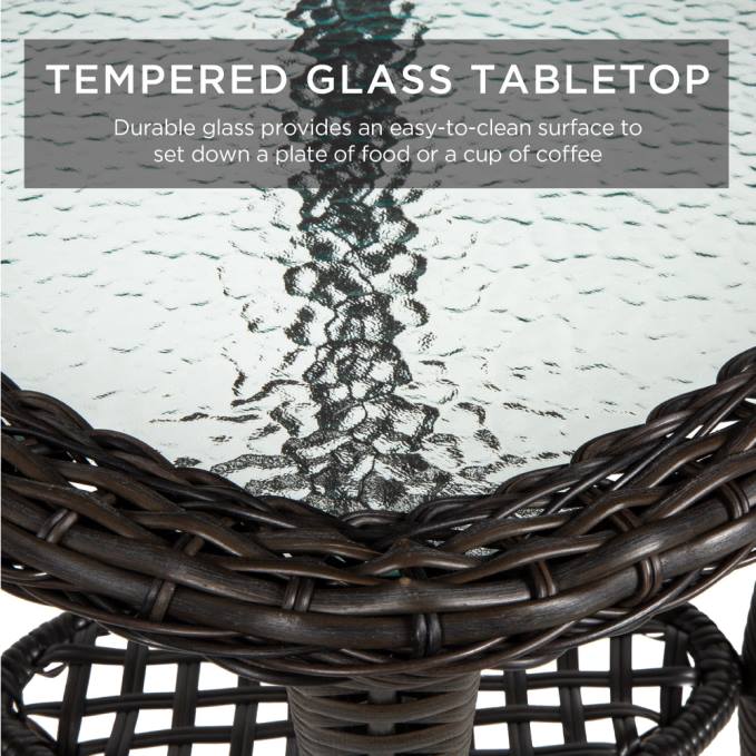 vida al aire libre | Best Choice Products Juego de muebles de bistró de mimbre para patio de 3 piezas con 2 mecedoras giratorias y mesa beige08BN1405