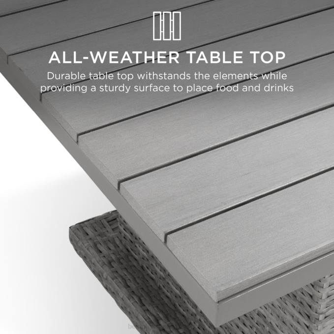 vida al aire libre | Best Choice Products Juego de muebles de jardín de mimbre de 6 piezas con mesa de comedor ajustable en altura gris/azul marino08BN428