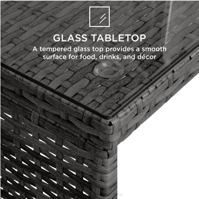 vida al aire libre | Best Choice Products Juego de patio de conversación de mimbre para exteriores de 4 piezas con 4 asientos y mesa de vidrio gris/crema08BN1399