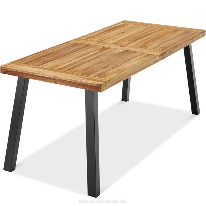 vida al aire libre | Best Choice Products Mesa de comedor de madera de acacia para interior y exterior para 6 personas natural08BN429