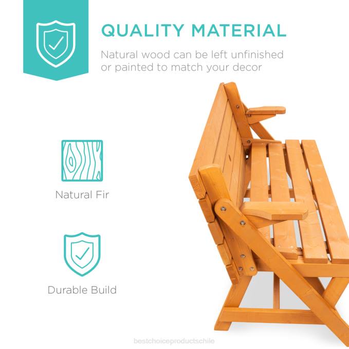 vida al aire libre | Best Choice Products Mesa de picnic/banco de jardín de madera intercambiable para exteriores 2 en 1 marrón08BN431