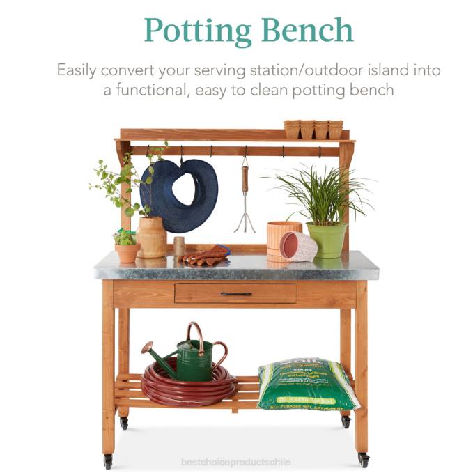 vida al aire libre | Best Choice Products Mesa móvil para exterior y armario de almacenamiento con 4 ruedas, tapa de acero inoxidable. teñido de marrón08BN430