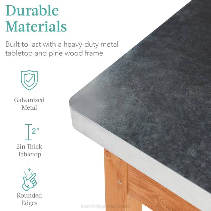 vida al aire libre | Best Choice Products Mesa móvil para exterior y armario de almacenamiento con 4 ruedas, tapa de acero inoxidable. teñido de marrón08BN430