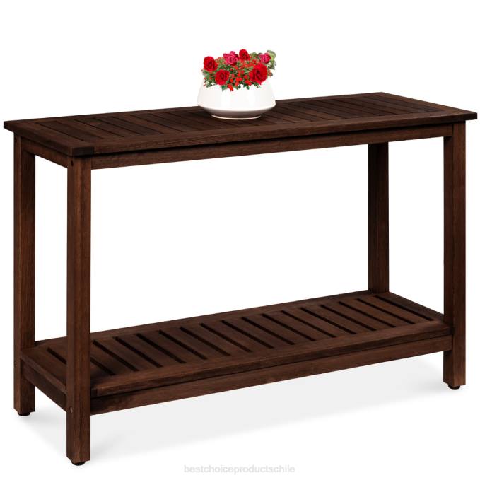 vida al aire libre | Best Choice Products Organizador de almacenamiento de mesa consola de madera de 2 estantes con acabado natural Café exprés08BN940